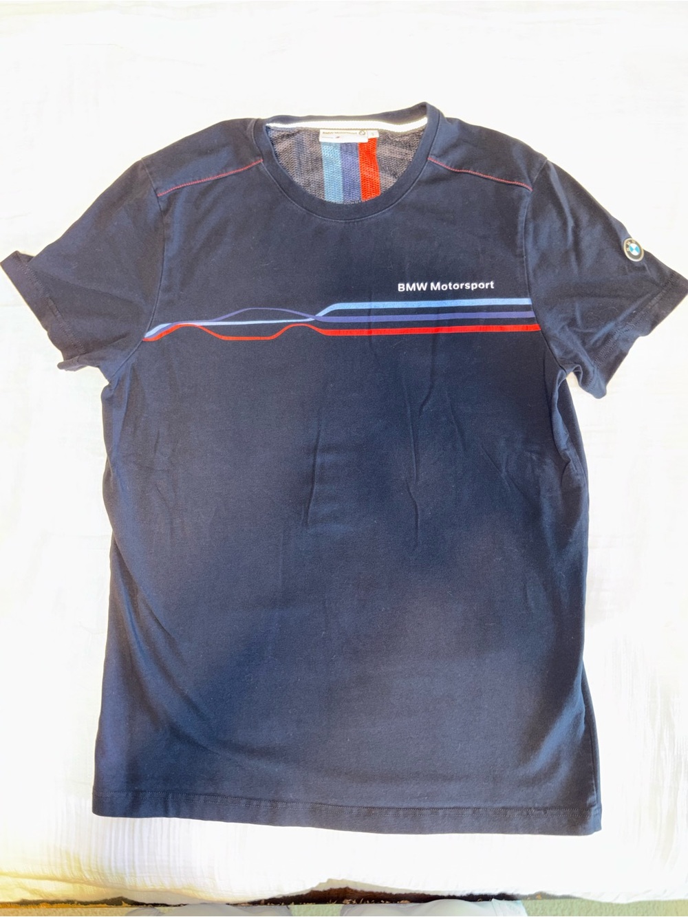 BMW Motorsport Navy S Men's Crew Neck T-Shirt Short Sleeve Logo Graphic Print